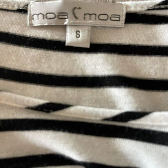 Moa Moa Contrasting Strip Floral 3/4 Sleeve Shirt Womens Small - Picture 3 of 3